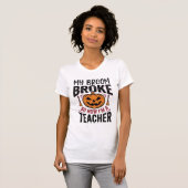 Grappige Halloween Leraar Bezem Gebroken Vector On T-shirt (Voorkant volledig)