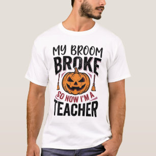Grappige Halloween Leraar Bezem Gebroken Vector On T-shirt