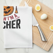 Grappige Halloween Leraar Bezem Gebroken Vector On Theedoek (Quarter Fold)