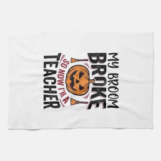 Grappige Halloween Leraar Bezem Gebroken Vector On Theedoek (Horizontaal)