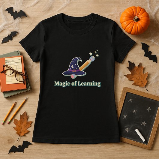 Grappige Halloween Leraar Gift Magie van het Leren T-shirt