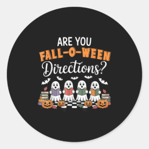 Grappige Halloween leraar grap ben jij Herfst o We Ronde Sticker