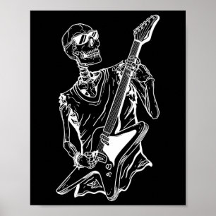 Grappige Halloween Lui Kostuum Skelet Gitaar Muzie Poster
