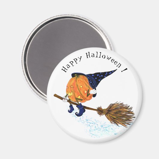 Grappige Halloween Magnet Witch Pumpkin Vliegen (Voorkant / Achterkant)