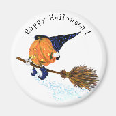 Grappige Halloween Magnet Witch Pumpkin Vliegen (Voorkant)
