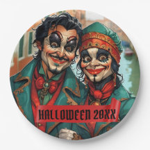 Grappige Halloween make-up Gezicht karikatuur paar