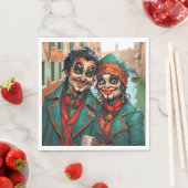 Grappige Halloween make-up Gezicht karikatuur paar Servet (Insitu)