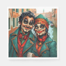 Grappige Halloween make-up Gezicht karikatuur paar
