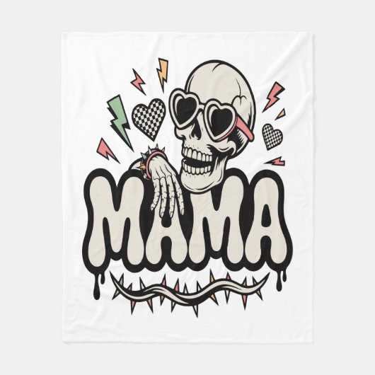 Grappige Halloween Mama Cool Schedel Fleece Deken (Voorkant)