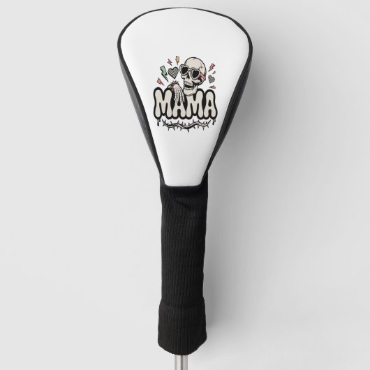 Grappige Halloween Mama Cool Schedel Golfheadcover (Voorkant)