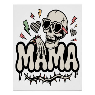 Grappige Halloween mama cool skelet Perfect Poster