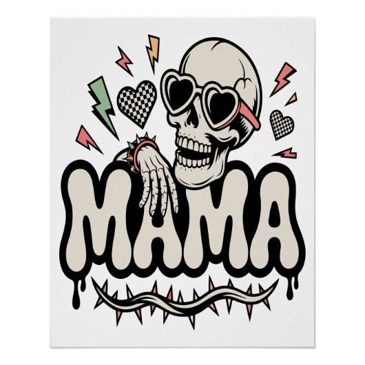 Grappige Halloween mama cool skelet Perfect Poster (Voorkant)