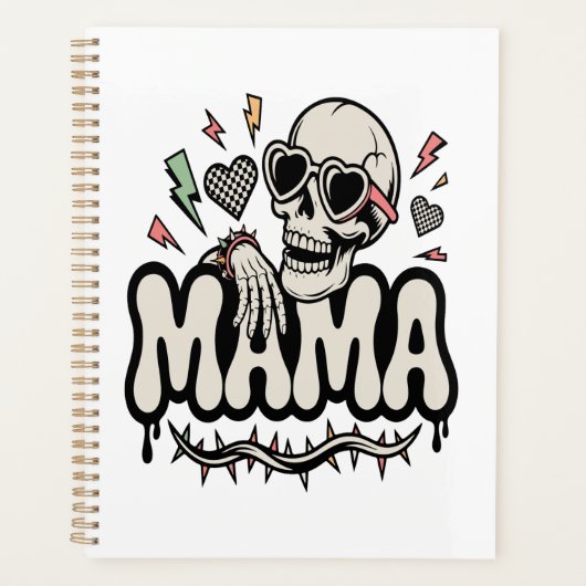 Grappige Halloween mama cool skelet Planner (Voorkant)