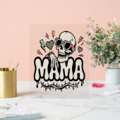 Grappige Halloween Mama Cool Skull Acryl Bord (Huwelijk)