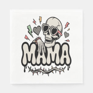 Grappige Halloween Mama Cool Skull Servet