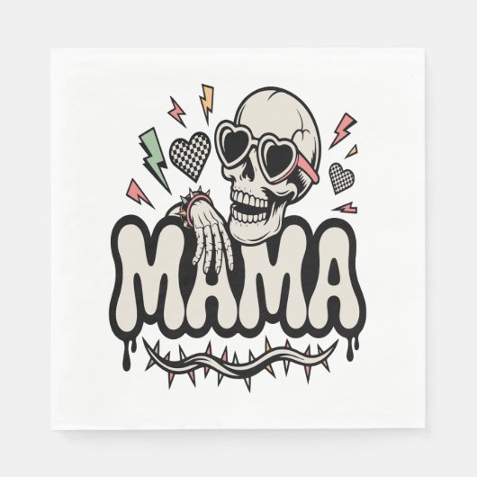 Grappige Halloween Mama Cool Skull Servet (Voorkant)