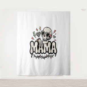 Grappige Halloween Mama Cool Skull Wandkleed