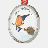 Grappige Halloween Metal Ornament Witch Pumpkin (Links)