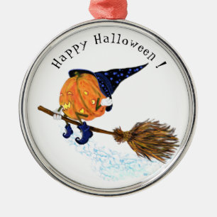 Grappige Halloween Metal Ornament Witch Pumpkin
