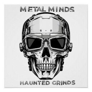 Grappige halloween metalen schedel dragen zonnebri perfect poster
