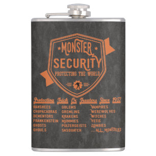 Grappige Halloween Monster Security Moed Heupfles