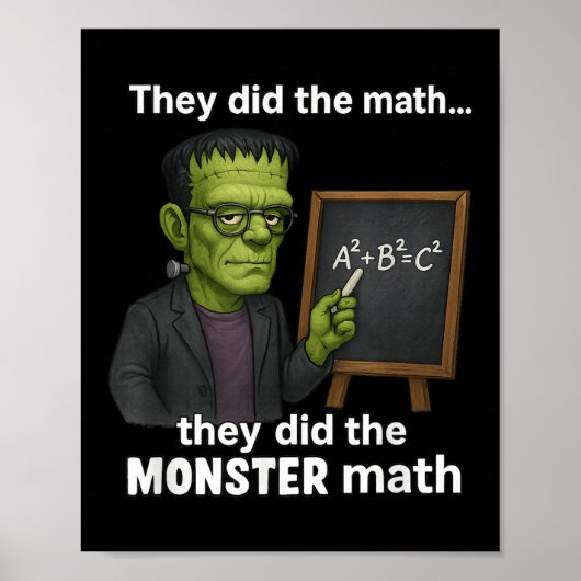Grappige Halloween Monster Wiskunde Pun, Teacher H Poster (Voorkant)
