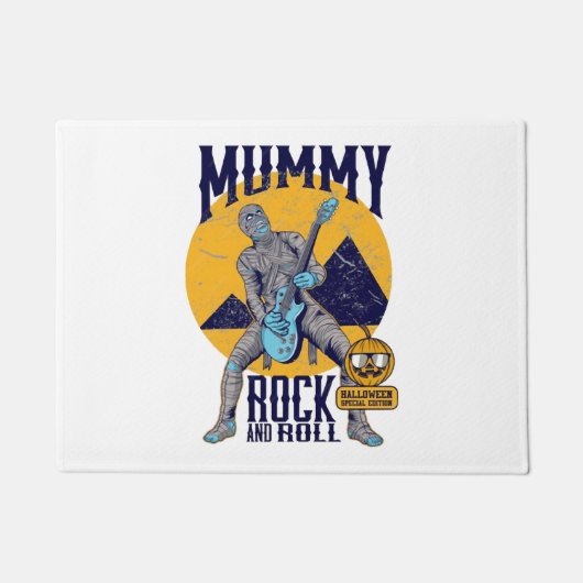 Grappige Halloween Mummy Rock and Roll Monster Muz Deurmat (Voorkant)