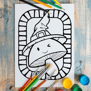 Grappige Halloween Mushroom Kleurplaat Poster