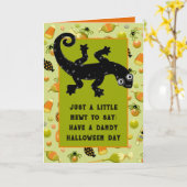 Grappige Halloween Newt Kaart (Gele Bloem)