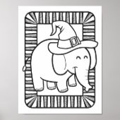 Grappige Halloween olifant kleurplaat Poster (Voorkant)