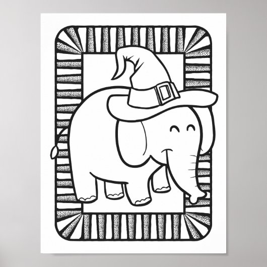 Grappige Halloween olifant kleurplaat Poster (Voorkant)