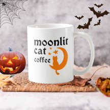 Grappige Halloween Oranje Maan Met Kat
