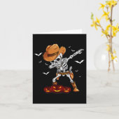 Grappige Halloween Party Dabbing Skeleton Cowboy B Kaart (Gele Bloem)