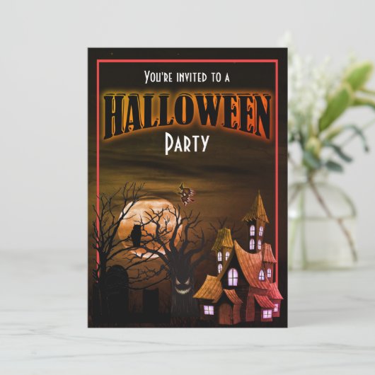 Grappige Halloween Party Uitnodiging (Staand voorkant)