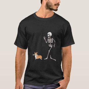 Grappige Halloween Pembroke Welsh Corgi en Skelet T-shirt