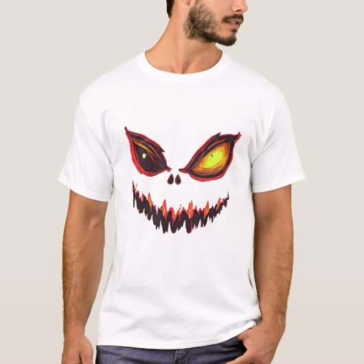 Grappige Halloween pompoen Alien Face T-shirt (Voorkant)