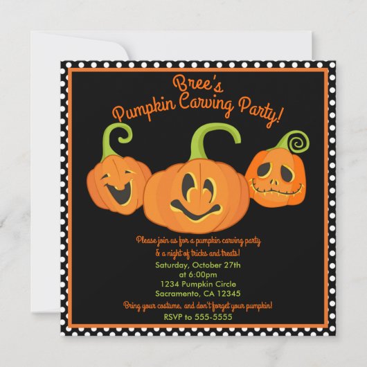 Grappige Halloween pompoen Carving Kostuum Party Kaart (Voorkant)