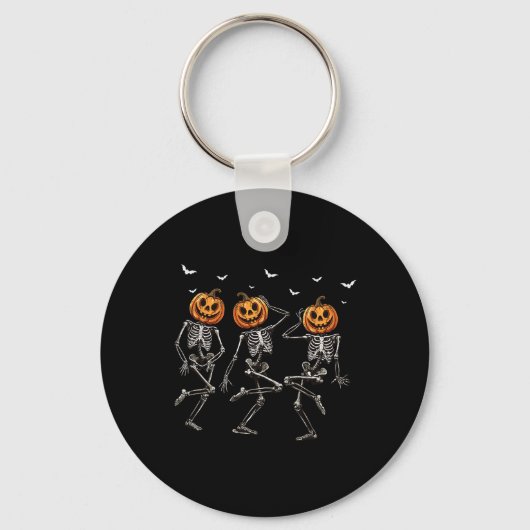 Grappige Halloween Pompoen Dansend Skelet Kostuum Sleutelhanger (Voorkant)