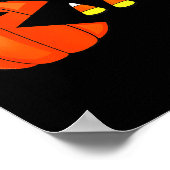 Grappige Halloween pompoen die candy corn eet Poster (Hoek)