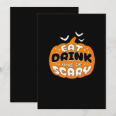 Grappige Halloween Pompoen Eet Drink En Wees Schri Feestdagenkaart (Voorkant / Achterkant)