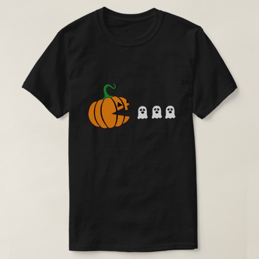 Grappige Halloween Pompoen Eten Spook, gamer Gesch T-shirt (Design voorkant)