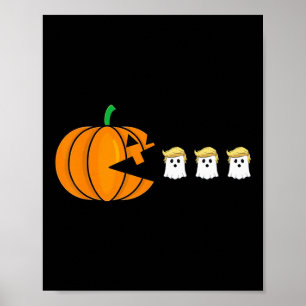 Grappige Halloween pompoen eten Trump Ghost Mannen Poster