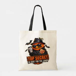 Grappige Halloween Pompoen Geheime Agent Snoep Tot Tote Bag