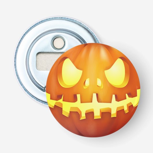 Grappige Halloween pompoen gloeiende Jack o lantaa Button Flesopener (Voorkant)