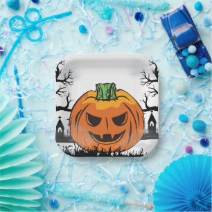 Grappige Halloween pompoen Halloween-feestdecorati Papieren Bordje