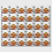 Grappige Halloween Pompoen Halloween Party decorat Cadeaupapier (Vlak)