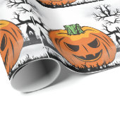 Grappige Halloween Pompoen Halloween Party decorat Cadeaupapier (Rol Hoek)