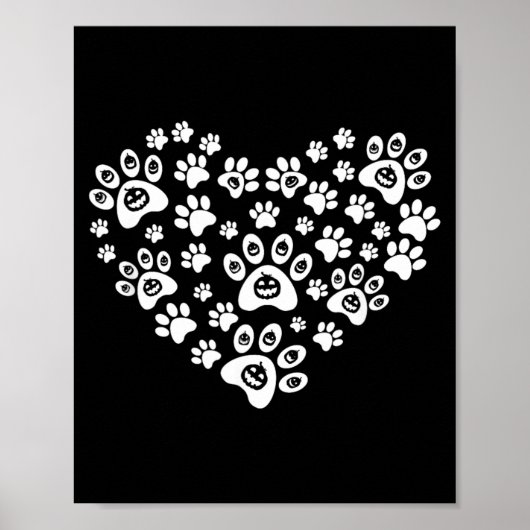 Grappige Halloween Pompoen Hondenpoten - Halloween Poster (Voorkant)