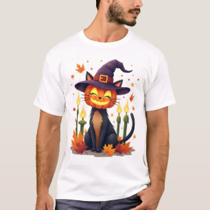 Grappige Halloween Pompoen Hoofd Kat Liefhebber T-shirt