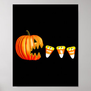 Grappige Halloween Pompoen Jack O Lantaarn Eet Sno Poster